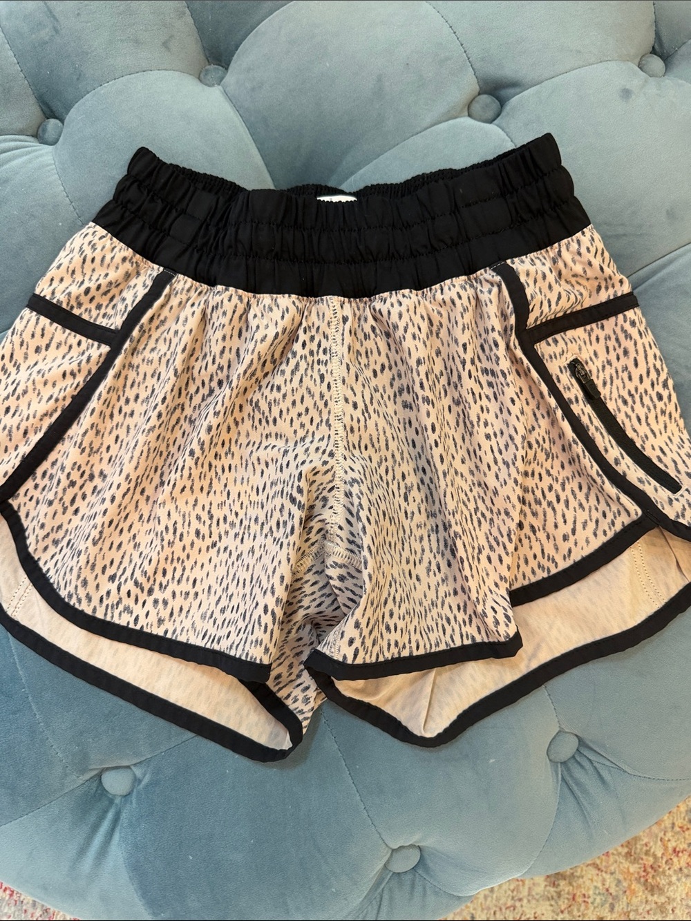 lululemon athletica Pink Speckle Athletic Shorts with Black Trim